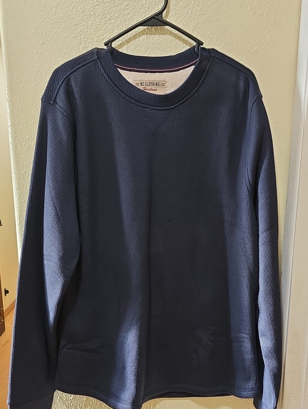 Mens Navy Thermal Crew Neck Shirt